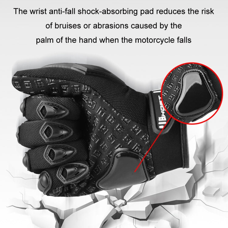 GHOST RACING Motorcycle Riding Anti-fall Breathable Rubber Shell Touch Screen Gloves, M, L, XL