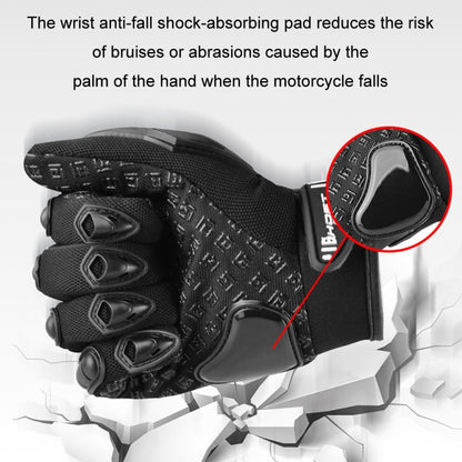 GHOST RACING Motorcycle Riding Anti-fall Breathable Rubber Shell Touch Screen Gloves, M, L, XL