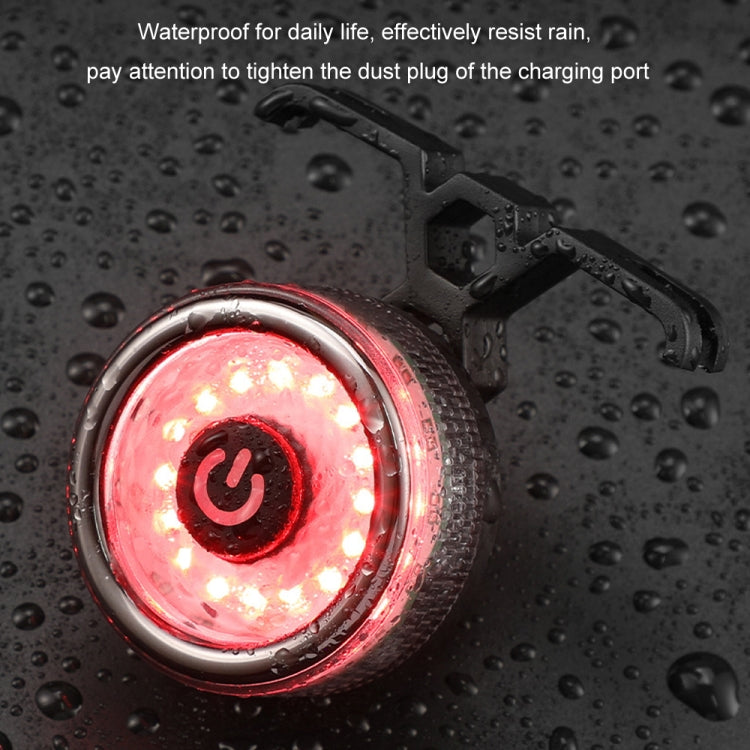 Round Bicycle Intelligent Induction Brake Taillight Night Riding Warning Light, Dual Bracket Model