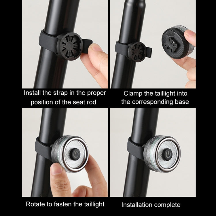 Round Bicycle Intelligent Induction Brake Taillight Night Riding Warning Light, Dual Bracket Model