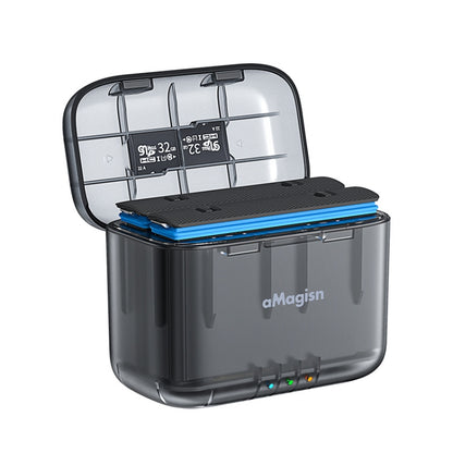 For Insta360 X4 AMagisn Dual Battery Charging Box Transparent Battery Storage Compartment, For Insta360 X4  Transparent