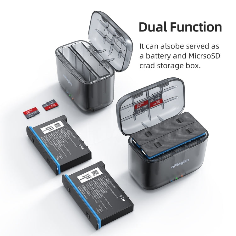 For Insta360 X4 AMagisn Dual Battery Charging Box Transparent Battery Storage Compartment, For Insta360 X4  Transparent