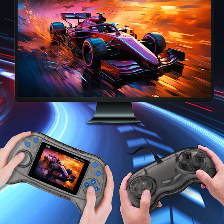 Q8 Handheld Game Console 3.0 Inch Screen Support TV Connection Built In 800 Games, Singles Transparent Gray