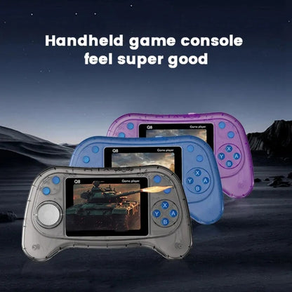Q8 Handheld Game Console 3.0 Inch Screen Support TV Connection Built In 800 Games, Singles Transparent Gray