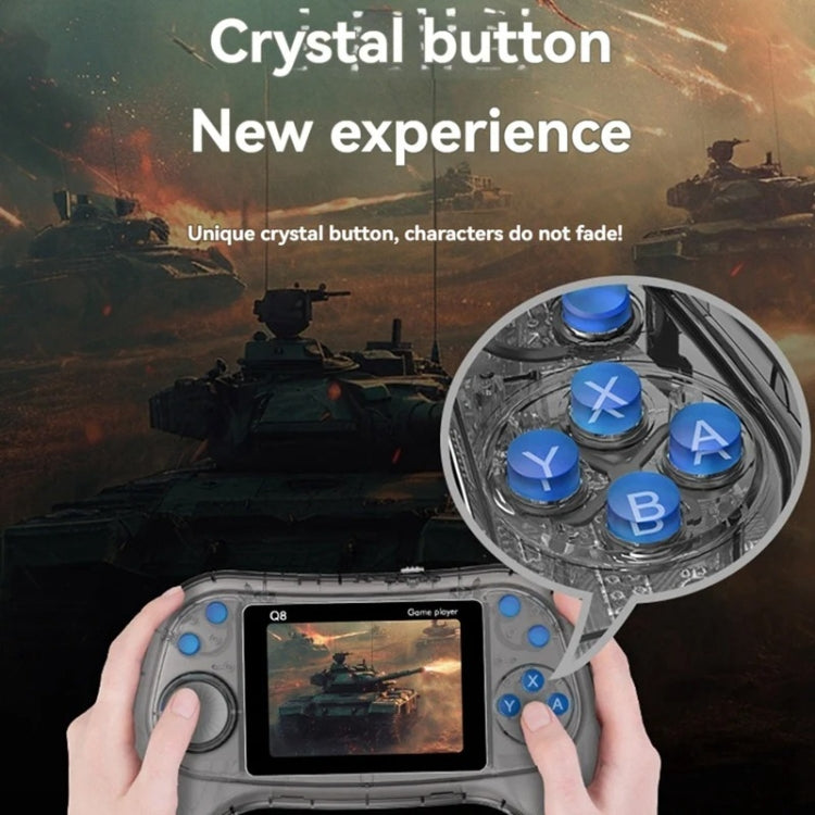 Q8 Handheld Game Console 3.0 Inch Screen Support TV Connection Built In 800 Games, Singles Transparent Gray