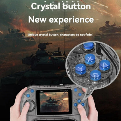 Q8 Handheld Game Console 3.0 Inch Screen Support TV Connection Built In 800 Games, Singles Transparent Gray