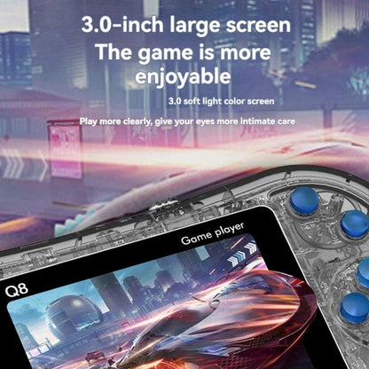 Q8 Handheld Game Console 3.0 Inch Screen Support TV Connection Built In 800 Games, Singles Transparent Gray