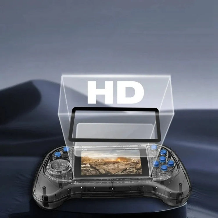 Q8 Handheld Game Console 3.0 Inch Screen Support TV Connection Built In 800 Games, Singles Transparent Gray