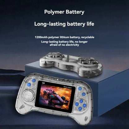 Q8 Handheld Game Console 3.0 Inch Screen Support TV Connection Built In 800 Games, Singles Transparent Gray