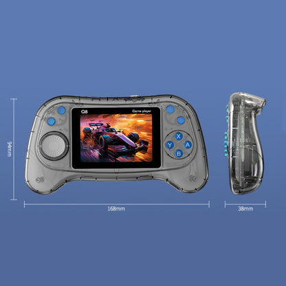 Q8 Handheld Game Console 3.0 Inch Screen Support TV Connection Built In 800 Games, Singles Transparent Gray