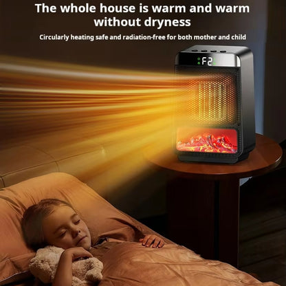 E03 Desktop PTC Heater Dynamic Flame Light Warmer, US Plug, EU Plug, UK Plug