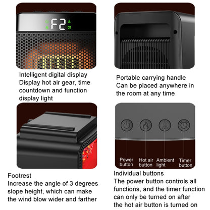 E03 Desktop PTC Heater Dynamic Flame Light Warmer, US Plug, EU Plug, UK Plug