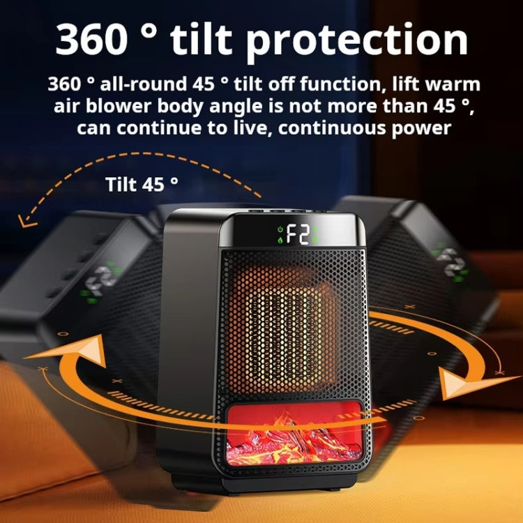 E03 Desktop PTC Heater Dynamic Flame Light Warmer, US Plug, EU Plug, UK Plug