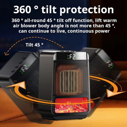 E03 Desktop PTC Heater Dynamic Flame Light Warmer, US Plug, EU Plug, UK Plug