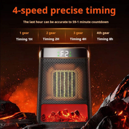 E03 Desktop PTC Heater Dynamic Flame Light Warmer, US Plug, EU Plug, UK Plug