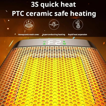 E03 Desktop PTC Heater Dynamic Flame Light Warmer, US Plug, EU Plug, UK Plug