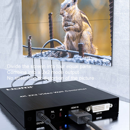 4K 2x2 HDMI Video HD Splice Support HDMI / DVI Input 4CH HDMI Output, 4K With US Plug, 4K With EU Plug, 4K With UK Plug