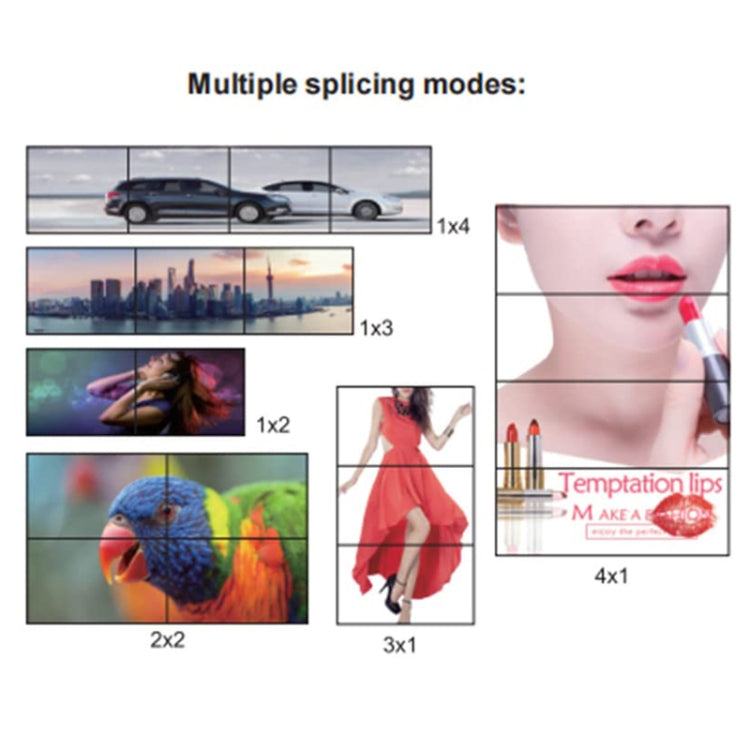 4K 2x2 HDMI Video HD Splice Support HDMI / DVI Input 4CH HDMI Output, 4K With US Plug, 4K With EU Plug, 4K With UK Plug