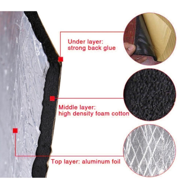 Car Thick Aluminum Foil Hood Heat And Sound Insulation Pad, 250x180x5mm, 250x180x10mm, 400x250x5mm, 400x250x10mm