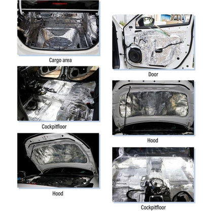 Car Thick Aluminum Foil Hood Heat And Sound Insulation Pad, 250x180x5mm, 250x180x10mm, 400x250x5mm, 400x250x10mm