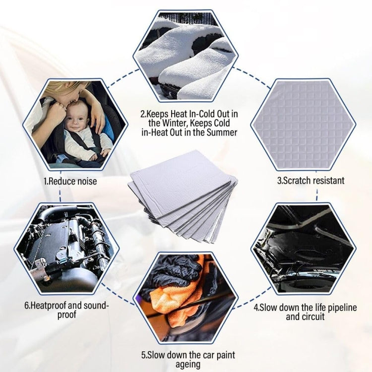 Car Thick Aluminum Foil Hood Heat And Sound Insulation Pad, 250x180x5mm, 250x180x10mm, 400x250x5mm, 400x250x10mm