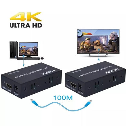 HDMI To RJ45 Single Ethernet Cable 100m Extender 4K HD Cable Signal Amplifier, US Plug, UK Plug, EU Plug