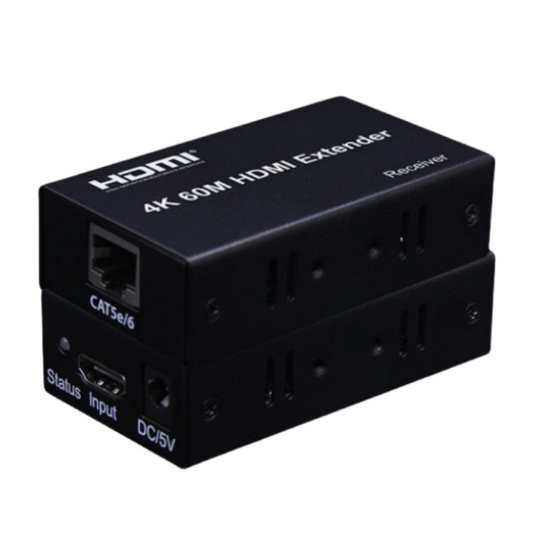 HDMI To RJ45 Single Ethernet Cable 60m Extender 4K HD Cable Signal Amplifier, Transmitter+Receiver, US Plug, UK Plug, EU Plug