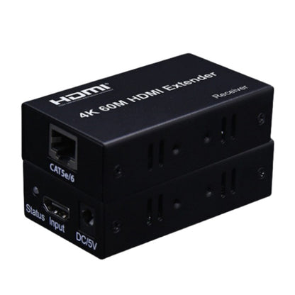 HDMI To RJ45 Single Ethernet Cable 60m Extender 4K HD Cable Signal Amplifier, Transmitter+Receiver, US Plug, UK Plug, EU Plug