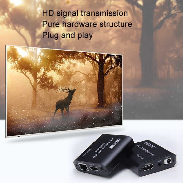 HDMI To RJ45 120m Single Network Cable 4K HD Network Extender, Receiver+Transmitter, US Plug, UK Plug, EU Plug