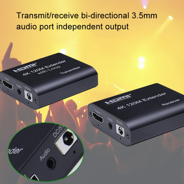 HDMI To RJ45 120m Single Network Cable 4K HD Network Extender, Receiver+Transmitter, US Plug, UK Plug, EU Plug