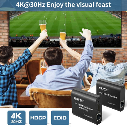 HDMI To RJ45 120m Single Network Cable 4K HD Network Extender, Receiver+Transmitter, US Plug, UK Plug, EU Plug