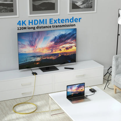HDMI To RJ45 120m Single Network Cable 4K HD Network Extender, Receiver+Transmitter, US Plug, UK Plug, EU Plug