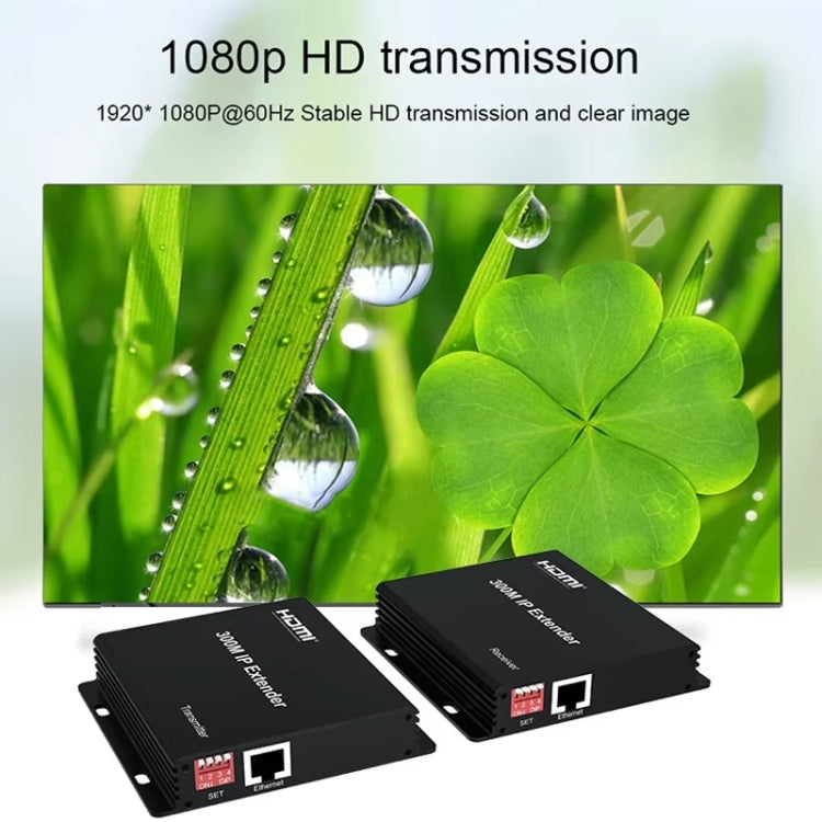 300m IP HDMI Extender HD Video Transmission, Transmitter + Receiver, US Plug, UK Plug, EU Plug
