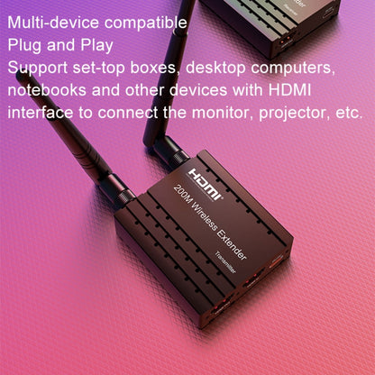 200m Wireless HDMI Extender Signal Amplifier, Transmitter+Receiver, 200M