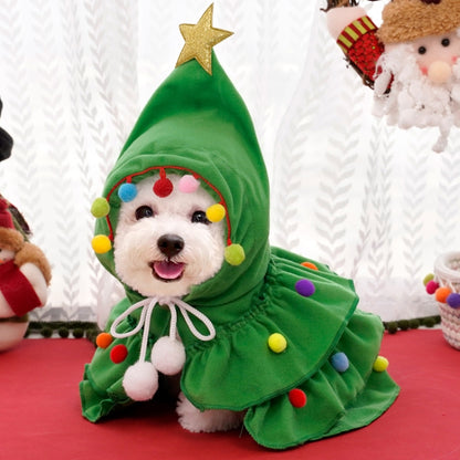 Fall Winter Christmas Pet Clothes Cloak Pet Cape Shawl Dog Transfiguration, M-For 2.5-5kg, L-For 5-7.5kg, S-For 1.5-2.5kg