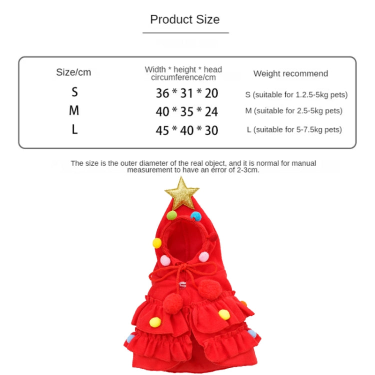Fall Winter Christmas Pet Clothes Cloak Pet Cape Shawl Dog Transfiguration, M-For 2.5-5kg, L-For 5-7.5kg, S-For 1.5-2.5kg