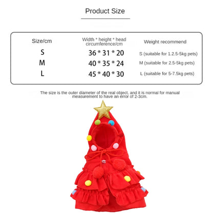 Fall Winter Christmas Pet Clothes Cloak Pet Cape Shawl Dog Transfiguration, M-For 2.5-5kg, L-For 5-7.5kg, S-For 1.5-2.5kg