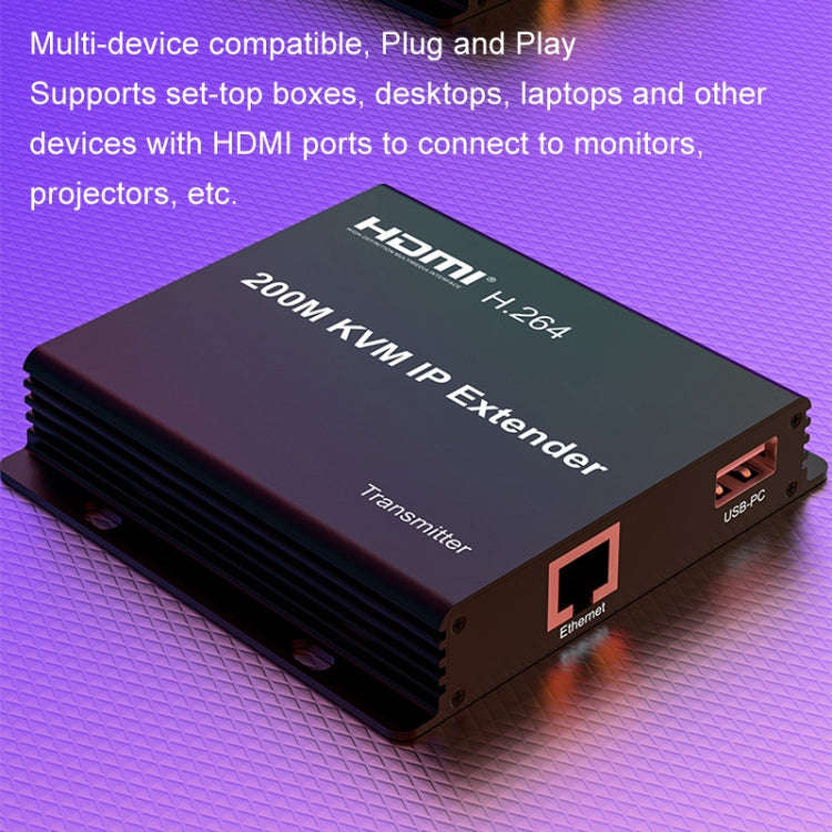 200m HDMI KVM IP Network Cable Extender H.264 Mouse Keyboard Extender, US Plug, UK Plug, EU Plug