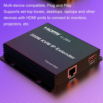 200m HDMI KVM IP Network Cable Extender H.264 Mouse Keyboard Extender, US Plug, UK Plug, EU Plug