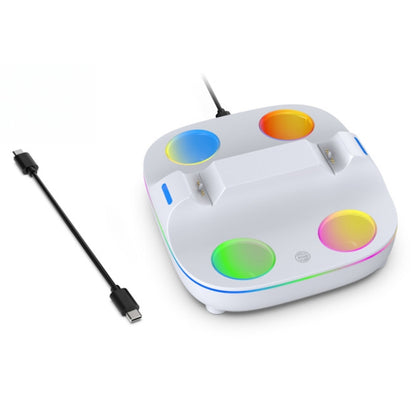 For PS5 Controller Dual Charger Charging Stand Docking Station With RGB Ambient Light, White, White Black