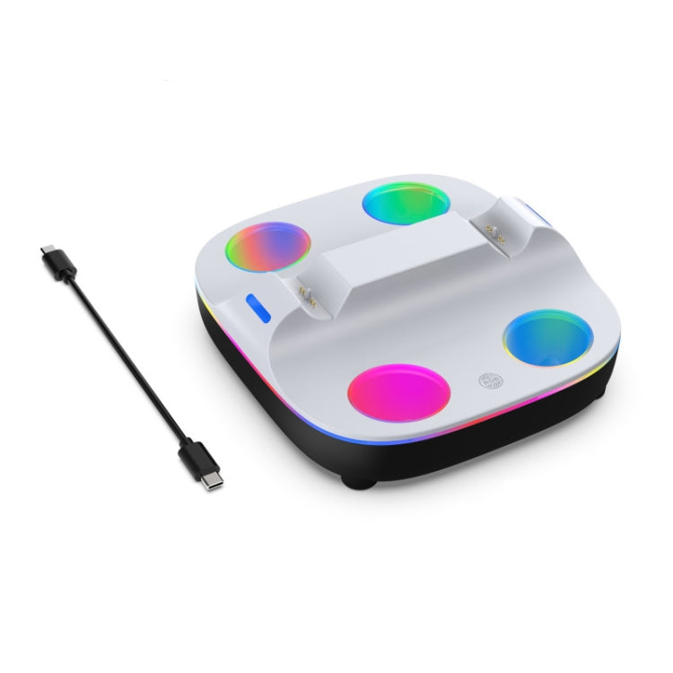 For PS5 Controller Dual Charger Charging Stand Docking Station With RGB Ambient Light, White, White Black