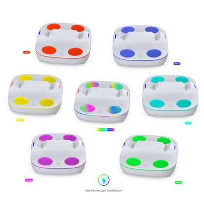 For PS5 Controller Dual Charger Charging Stand Docking Station With RGB Ambient Light, White, White Black