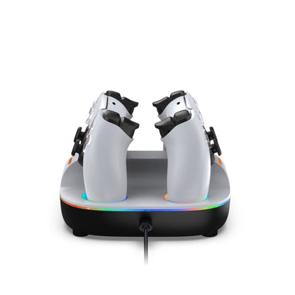 For PS5 Controller Dual Charger Charging Stand Docking Station With RGB Ambient Light, White, White Black