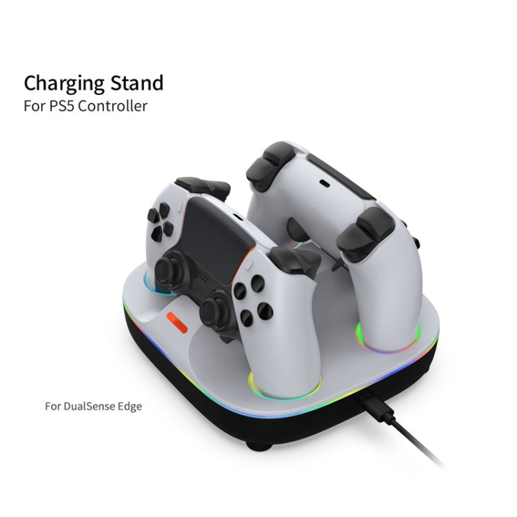 For PS5 Controller Dual Charger Charging Stand Docking Station With RGB Ambient Light, White, White Black