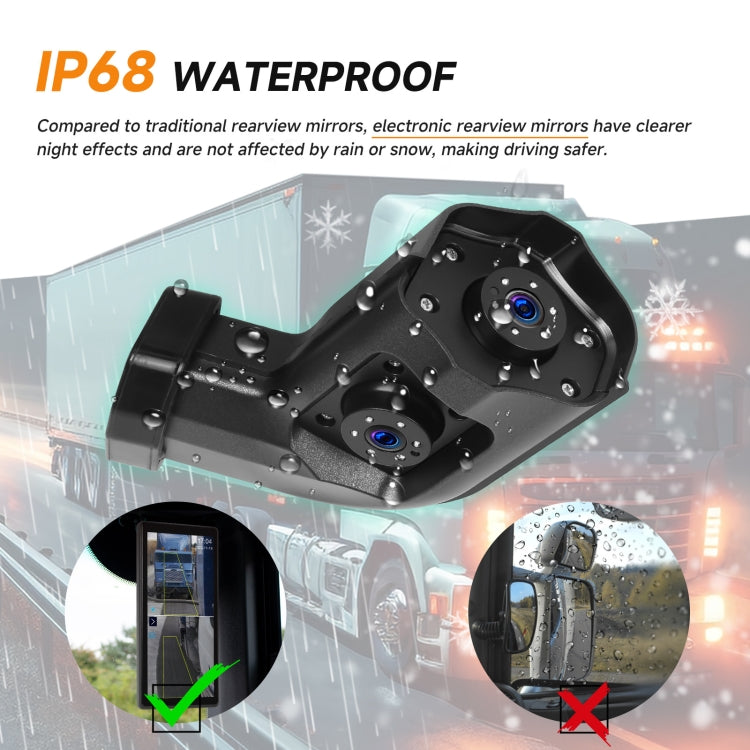 10.36 inch Wired HD 1 Drag 1 Blind Zone Monitor Universal AHD Reversing Kit, Right, Left