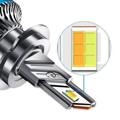 50W Three-color LED Double Copper Tube Aluminum Alloy Headlight, 9005, 9006, 9012, H1, H4, H7, H11