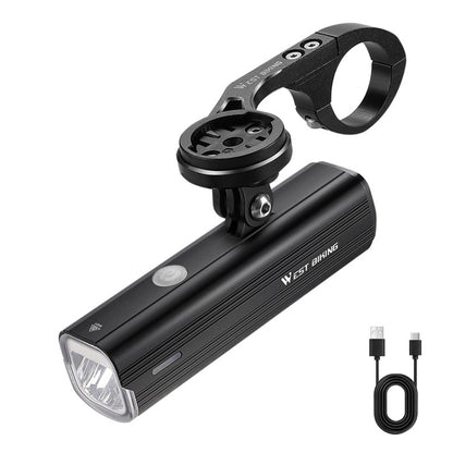 WEST BIKING Bicycle High Lumen Type-C Aluminum Alloy Headlight, Light Without Holder, Light + Aluminum Alloy Computer Holder, Light + Carbon Fiber Integrated Handlebar Computer Holder, Light + Aluminum Alloy Integrated Handlebar Computer Holder
