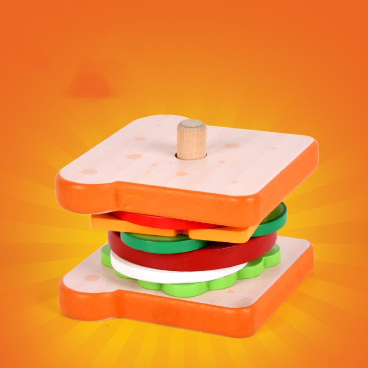 Children Simulation Wooden Pretend Play Puzzle Food Matching Toys, Hamburger, Sandwich