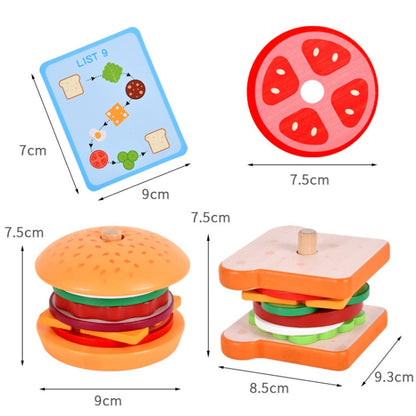 Children Simulation Wooden Pretend Play Puzzle Food Matching Toys, Hamburger, Sandwich