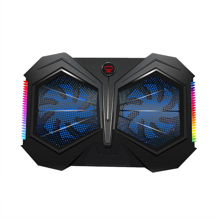 YL-017 2-Fans RGB Lighting Effect Silent Adjustable Speed Laptop Cooling Stand, YL-017 2-Fans